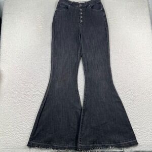 We the Free People Irreplaceable‎ Jeans Women 31 Flare Bell Bottom Raw Hem Black